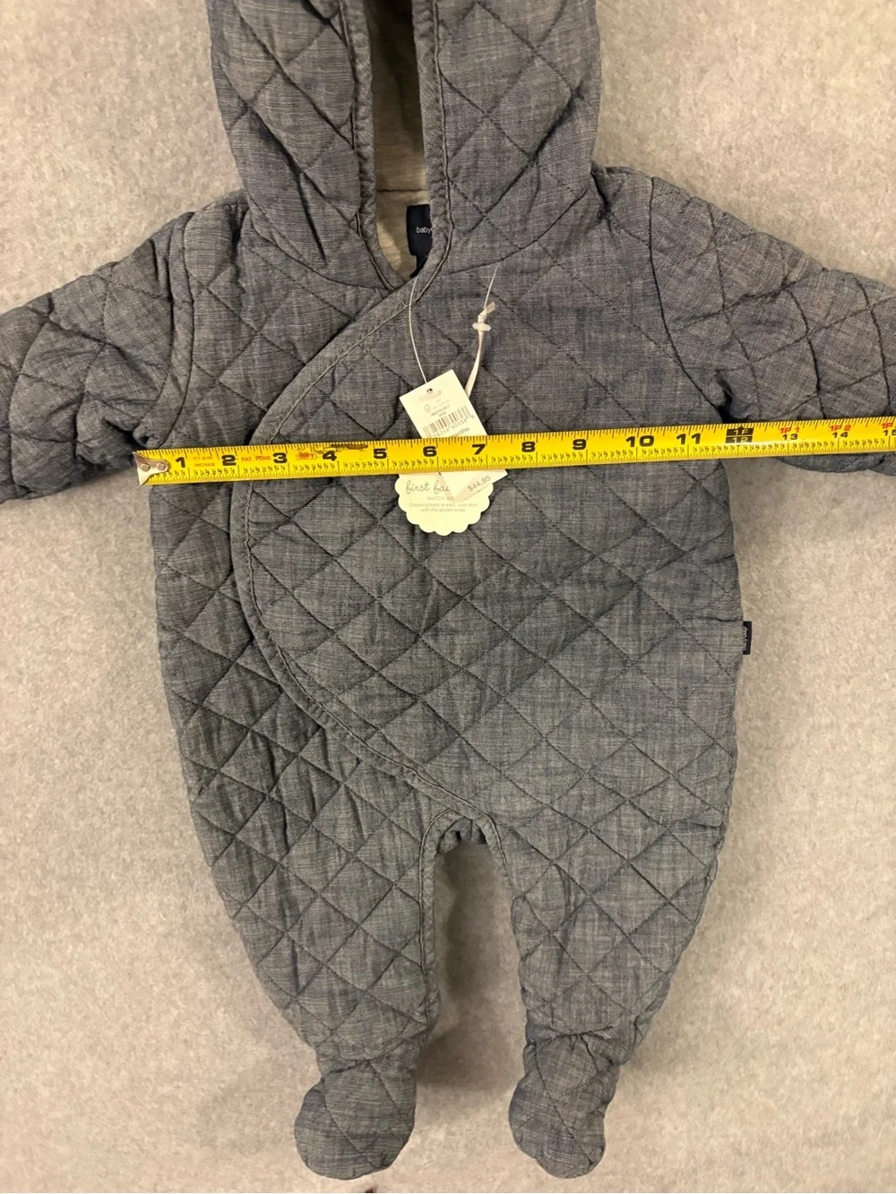 Baby Gap NWT Quilted Chambray Bear Ear Bunting Snowsuit Sz 3-6M